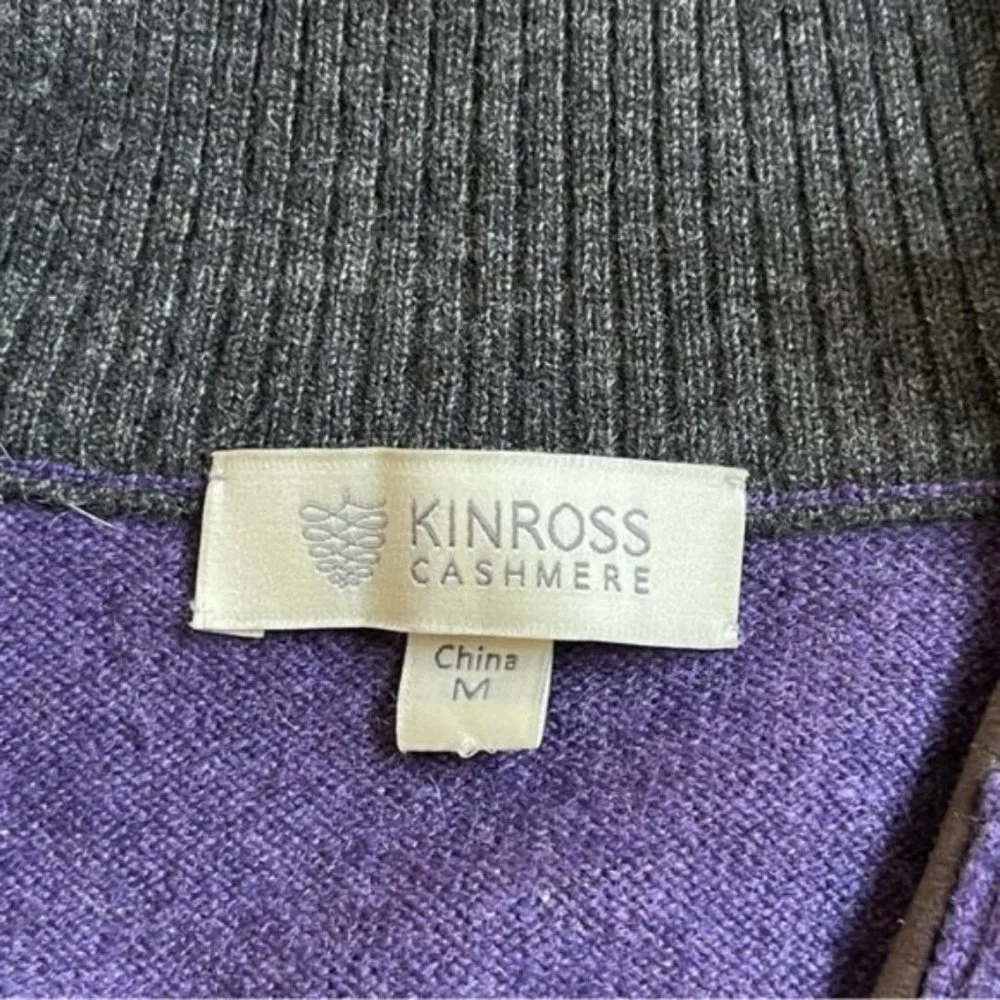 Kinross Cashmere Knit Vest Womens Medium Cashmere Half Zip Winter Purple Jacket - Picture 6 of 11